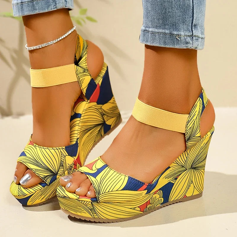 Retro Ethnic Printing Comfortable Wedge Platform Sandals