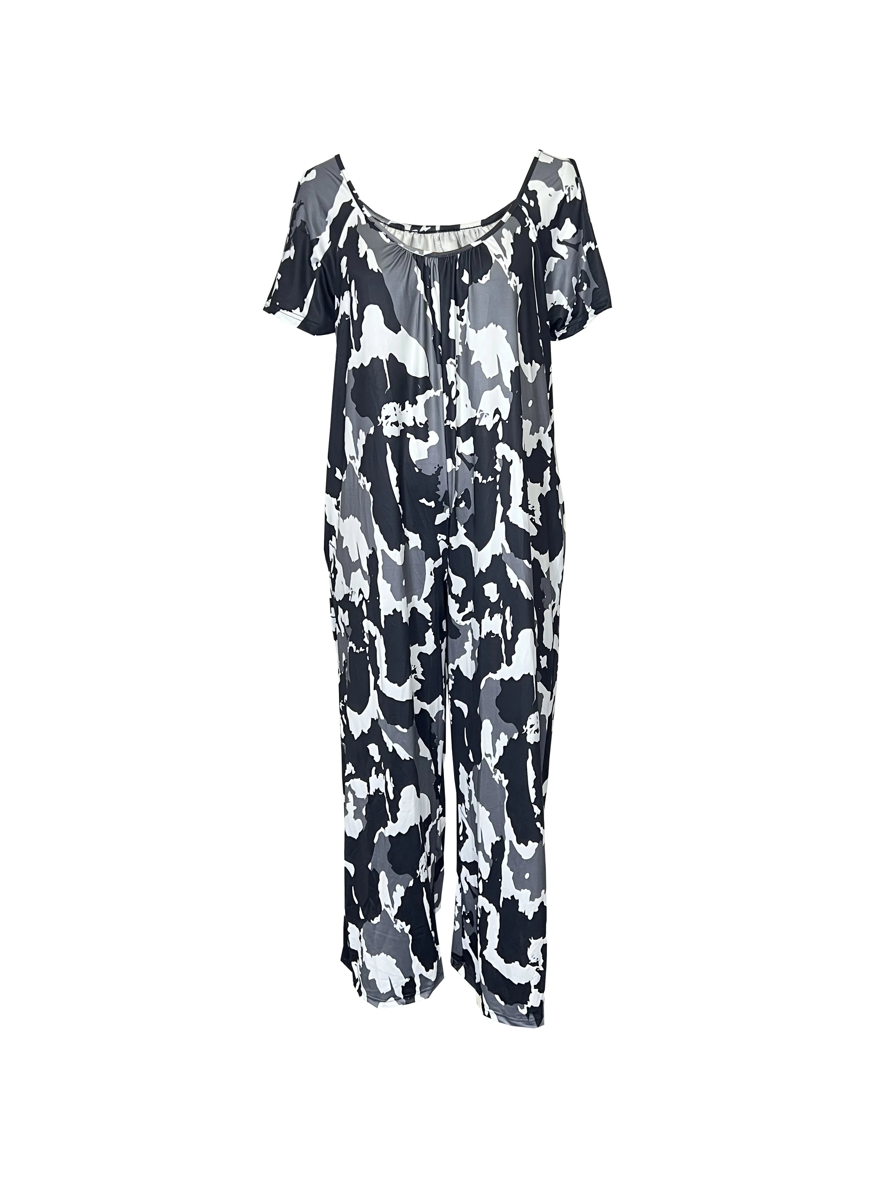 Cross-border Printed V-neck Jumpsuit