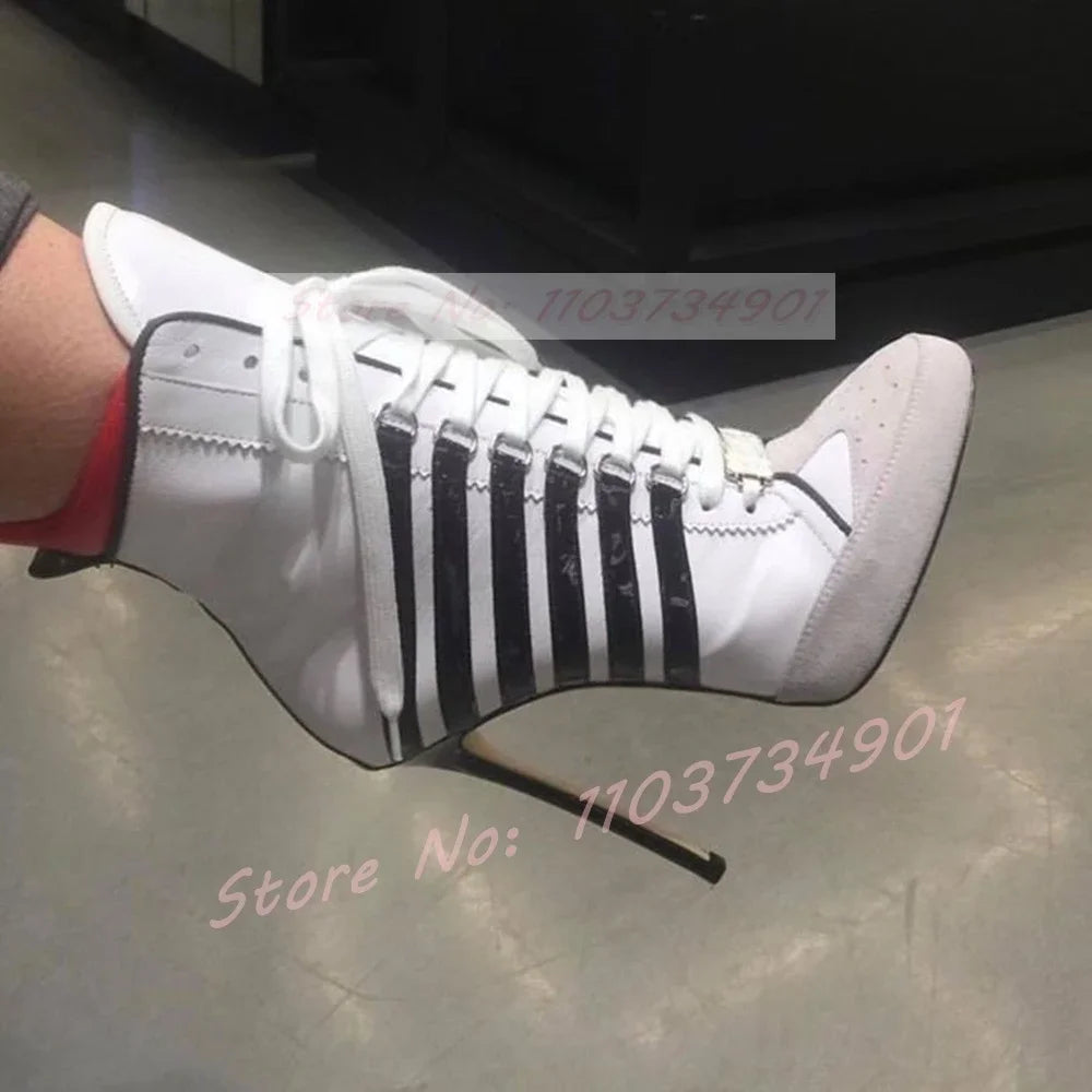 Lace-up High Top Sneaker Heel Boots