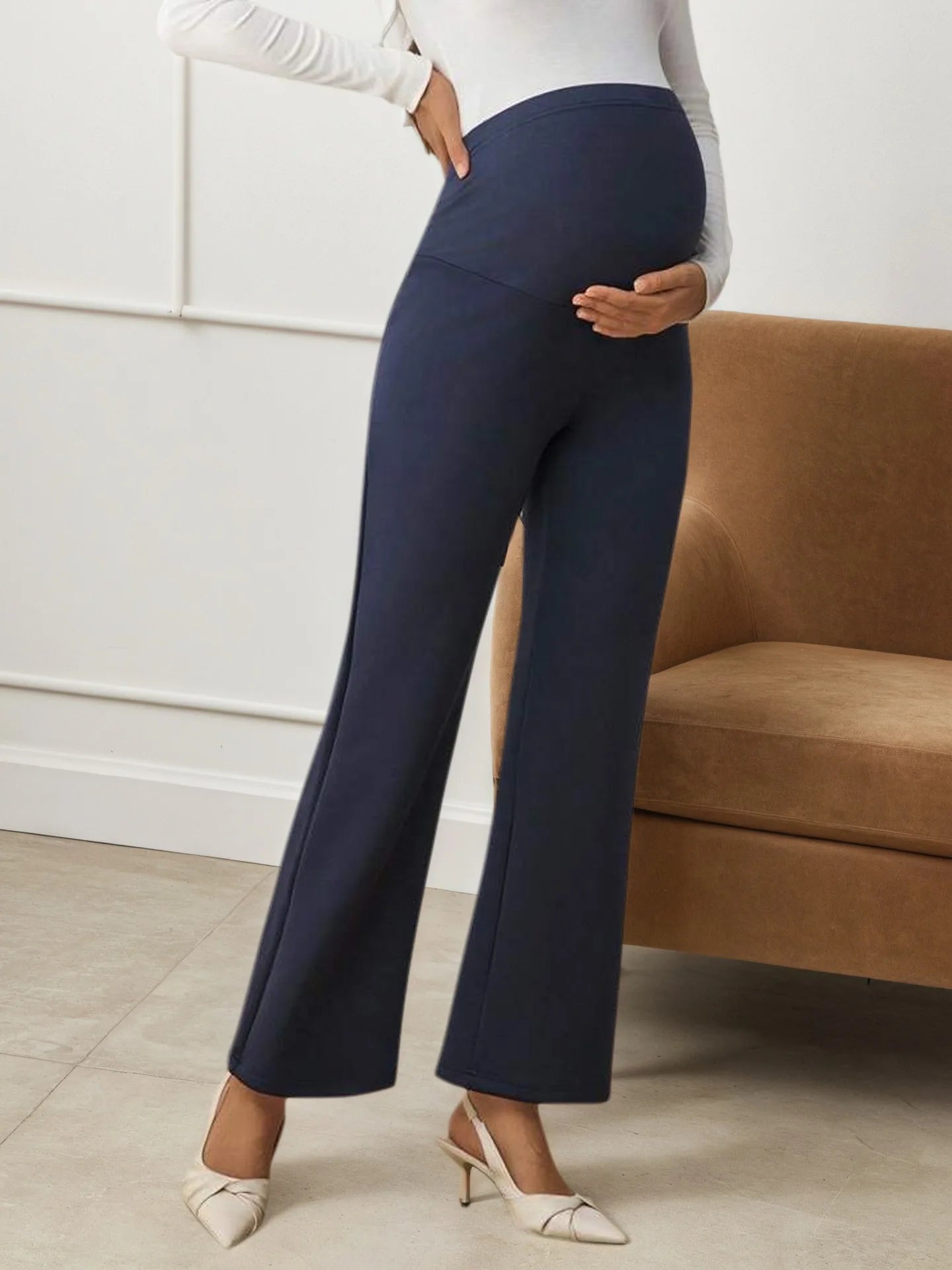 High-waist Belly Support Straight Loose Wide-leg Pants