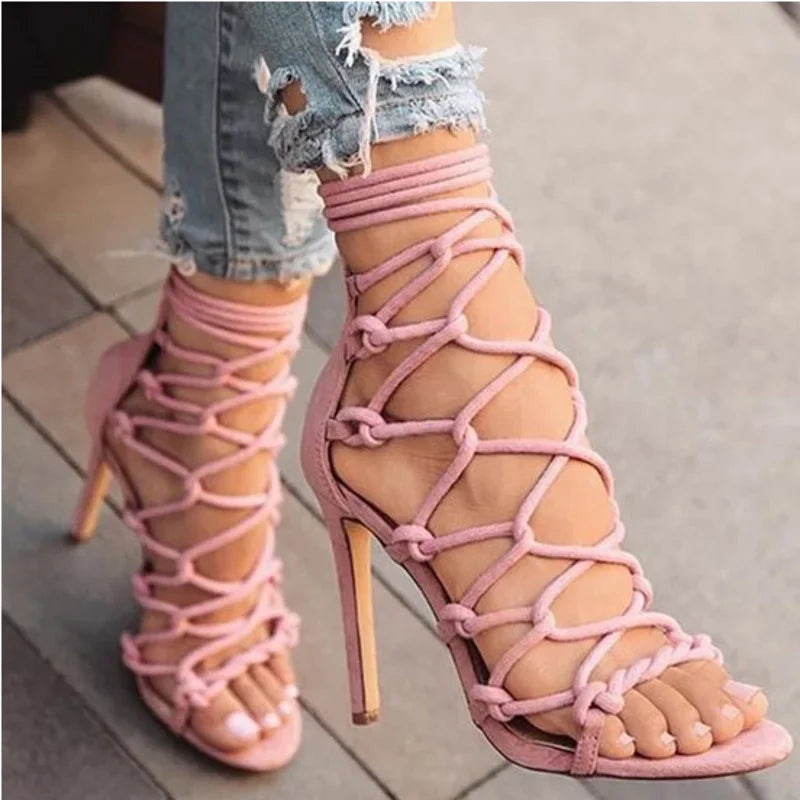 Cross Strap Open Toe Sandals Pumps