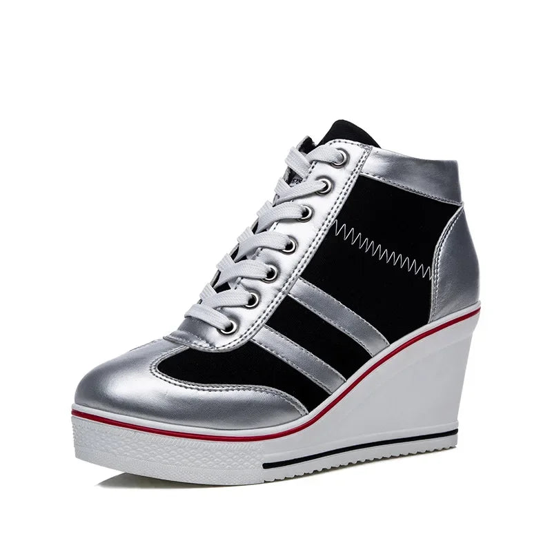 Wedge Heel  Lace-up Platform Canvas Shoes