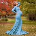 Elegant Long Sleeve V-Neck Photo Shoot Maternity Dress