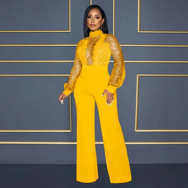 African Lace Patchwork Jumpsuit