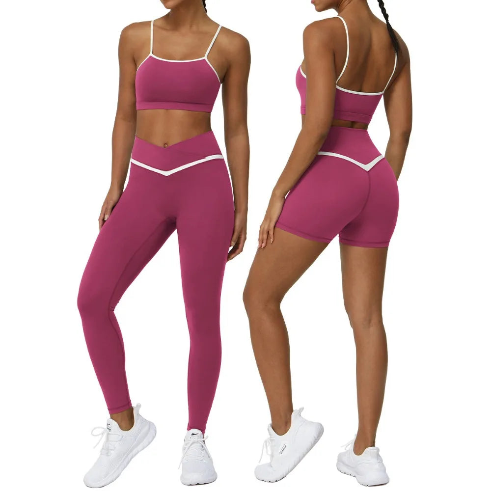 Colorblock Seamless Butt-Lift Yoga Two Piece Set