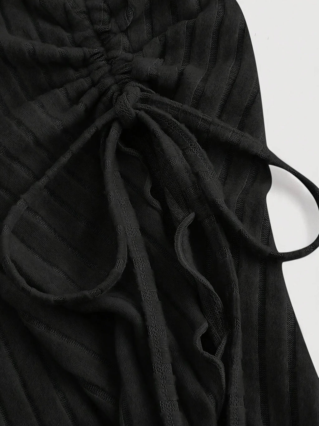 V-neck One Shoulder Drawstring Blouse