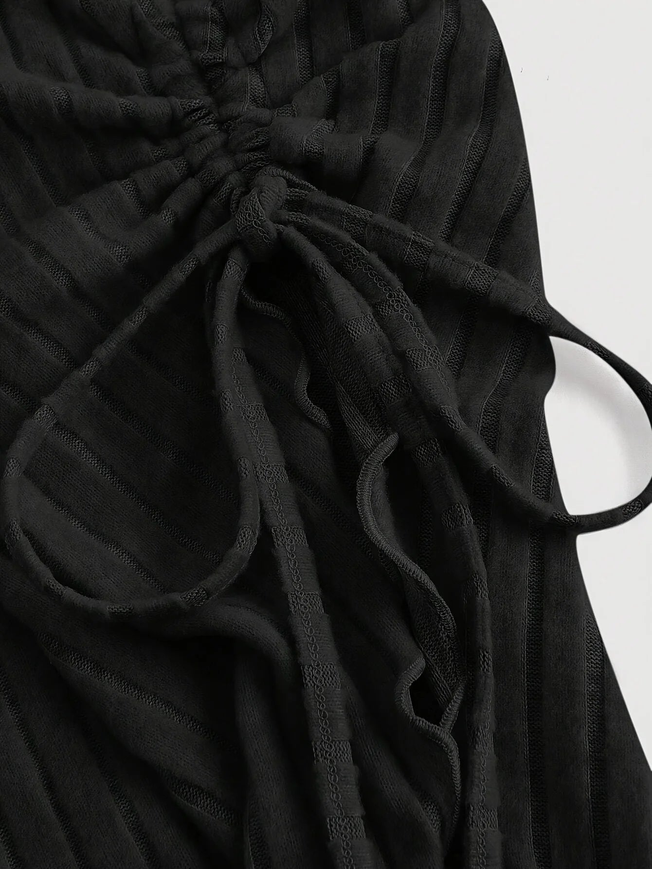 V-neck One Shoulder Drawstring Blouse