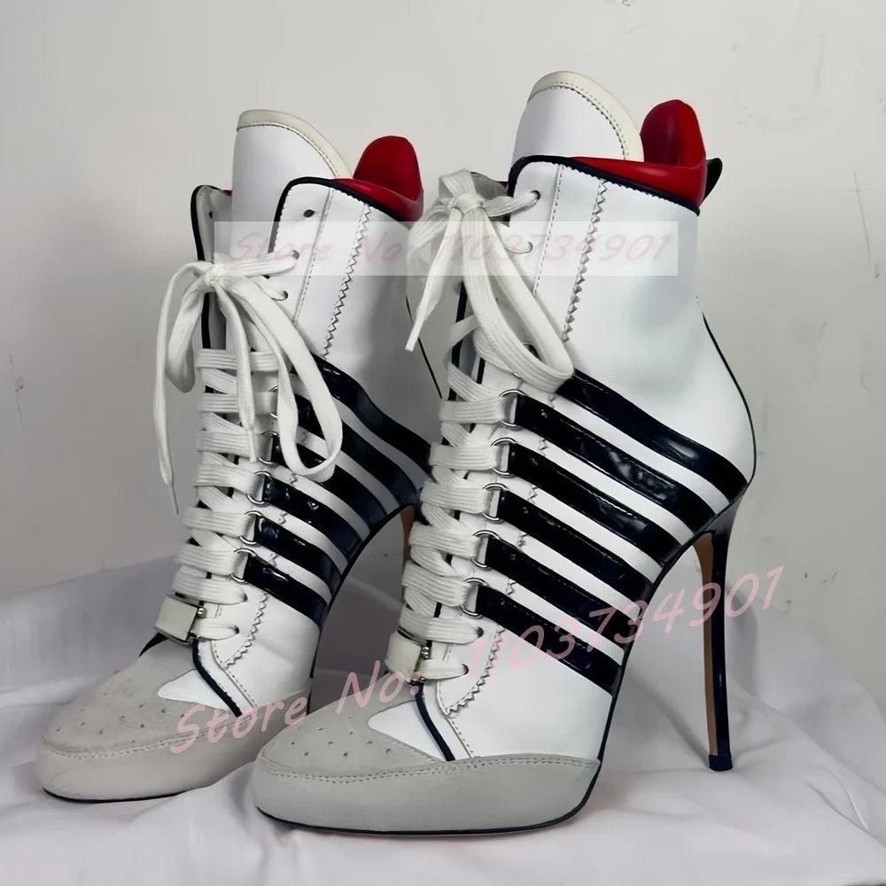 Lace-up High Top Sneaker Heel Boots