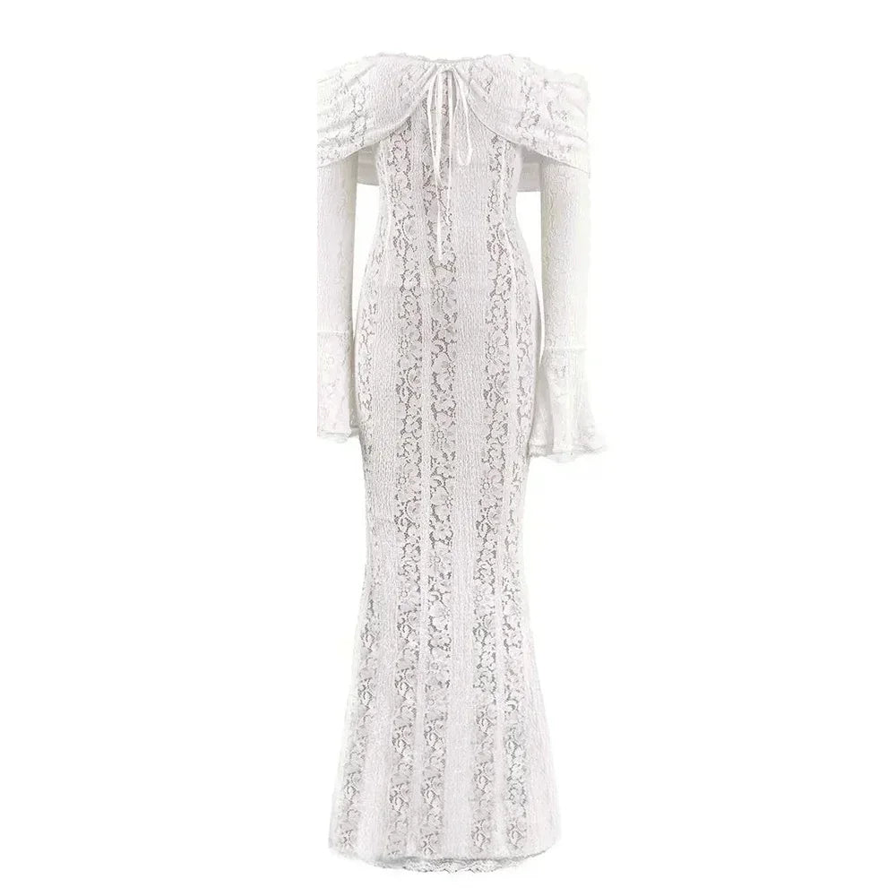 Long Sleeve Lace Evening Dress