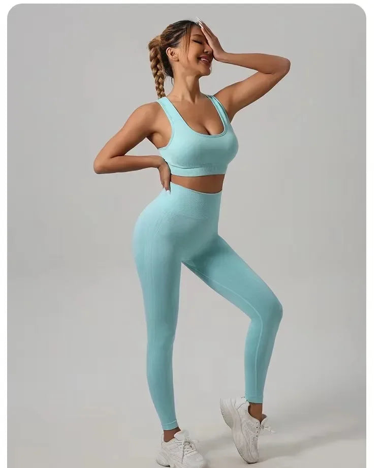 Seamless Yoga Sports Bra+ Hip Lifting Leggings Set