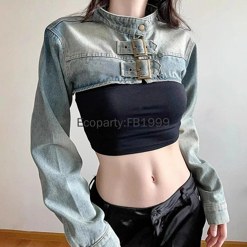 Vintage Denim Crop Top Jackets