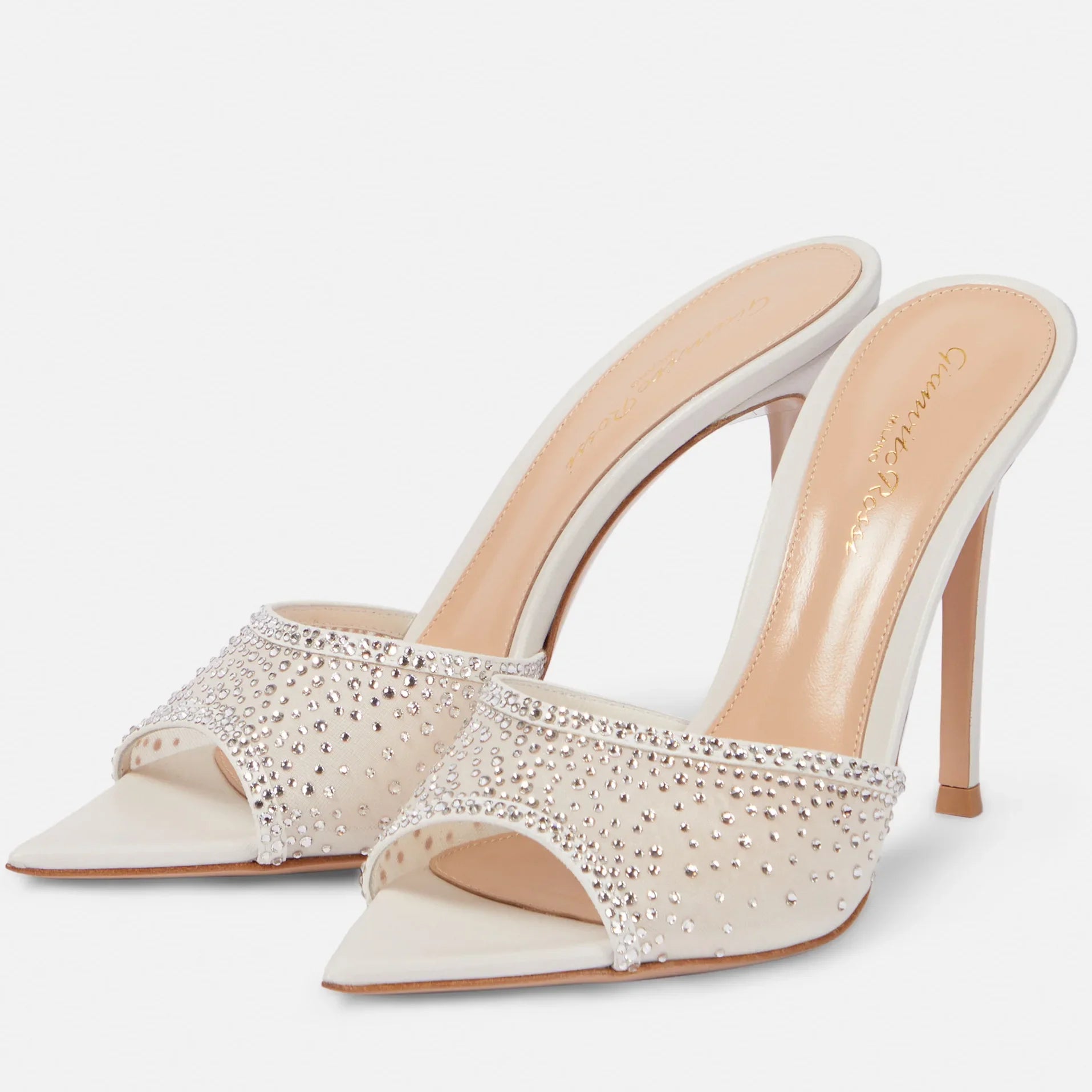 High-heeled Pointed Toe Rhinestone Slippers