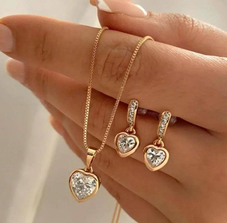 Dangle Earrings Pendant Necklace Pearl Jewelry Set