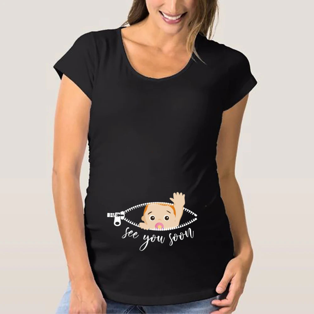 Cute Funny Graphic Pregnancy T-shirt Blouse