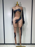 Rhinestone Performance Bodycon Jumpsuit