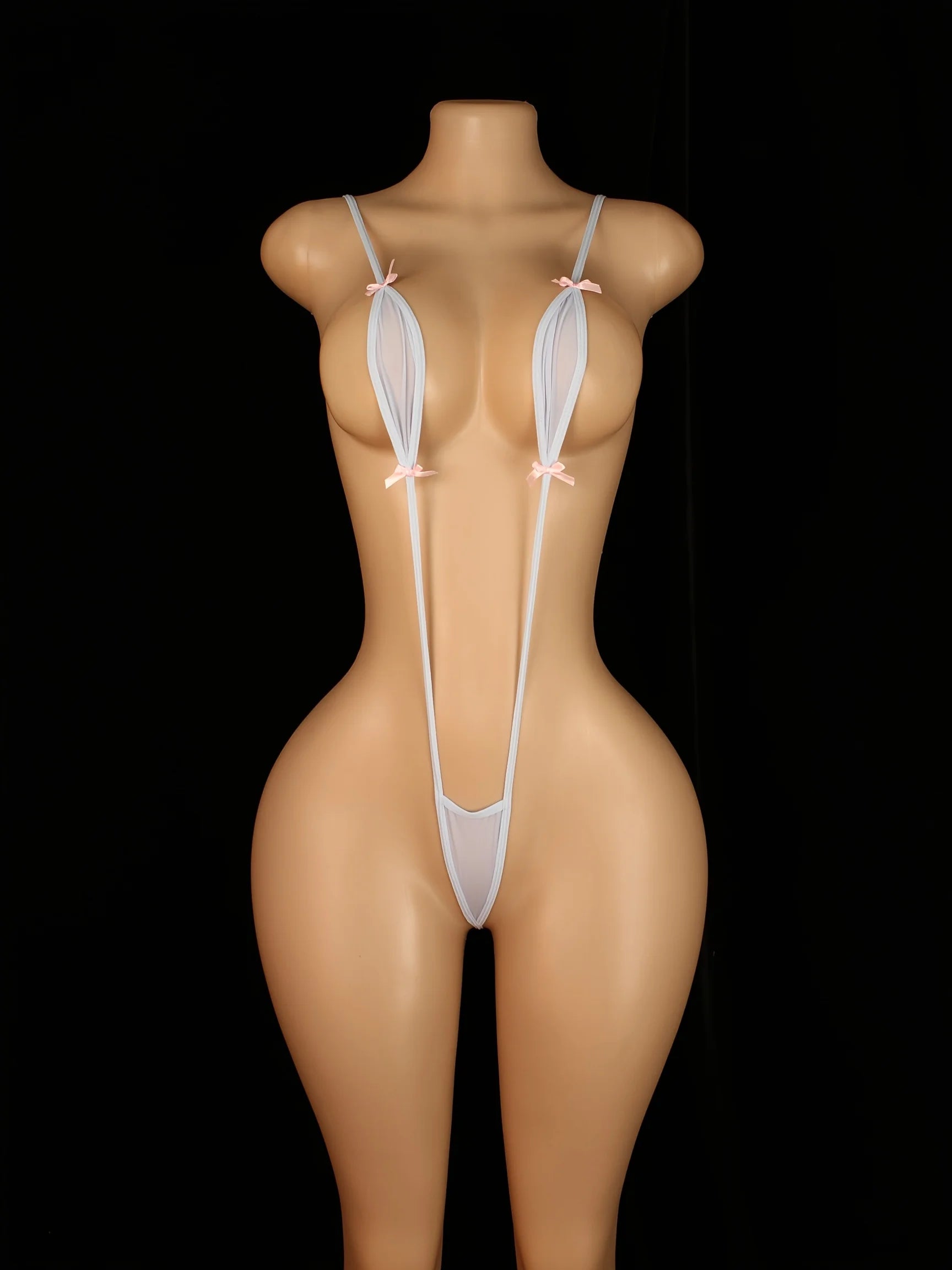 Adjustable Strappy Backless Semi-Sheer Teddy Bodysuit