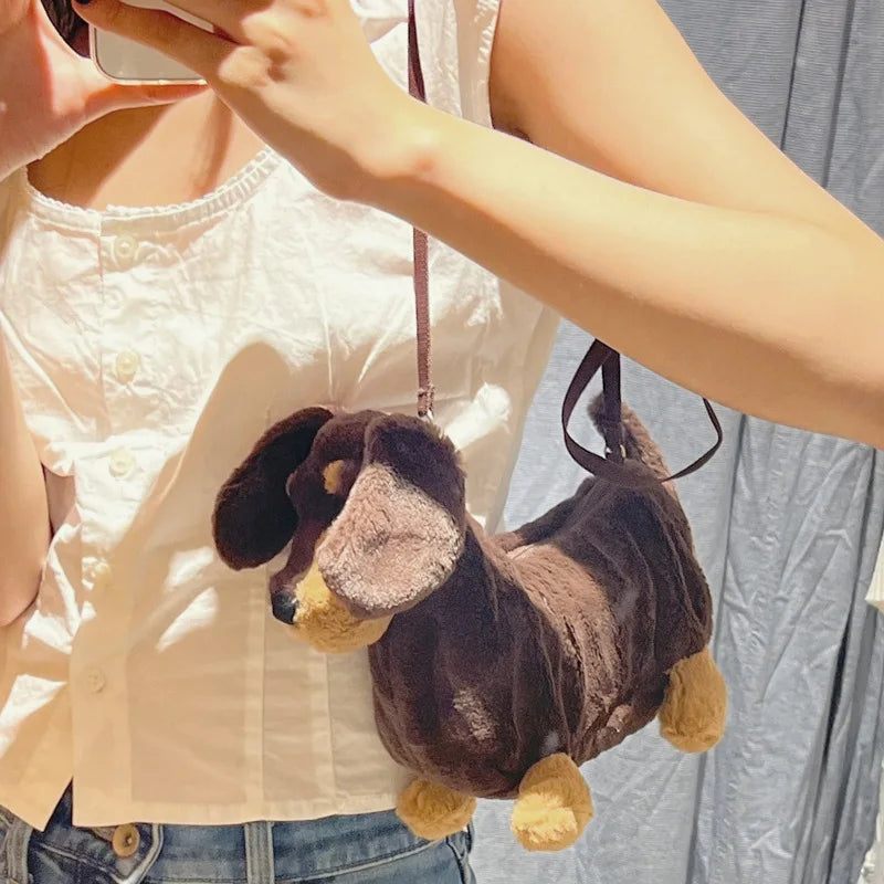 Plush Doll Dog Crossbody Shoulder Bag