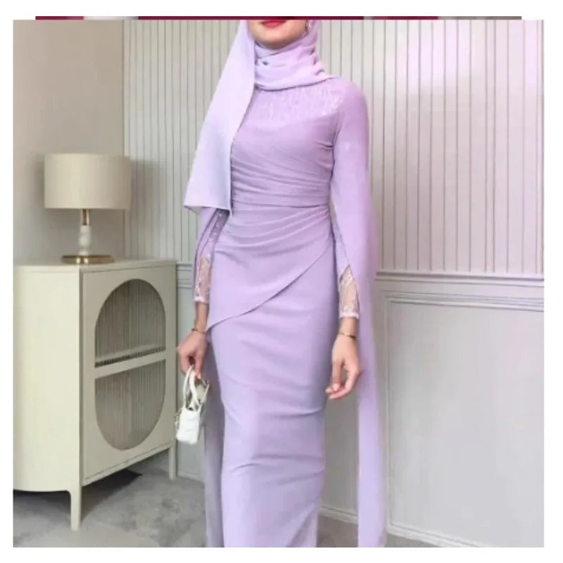 Women's Clothing Middle Eastern Evening Dress Sequined Patchwork Irregular Waist Design Sense Evening Dress High-end Fashionable
