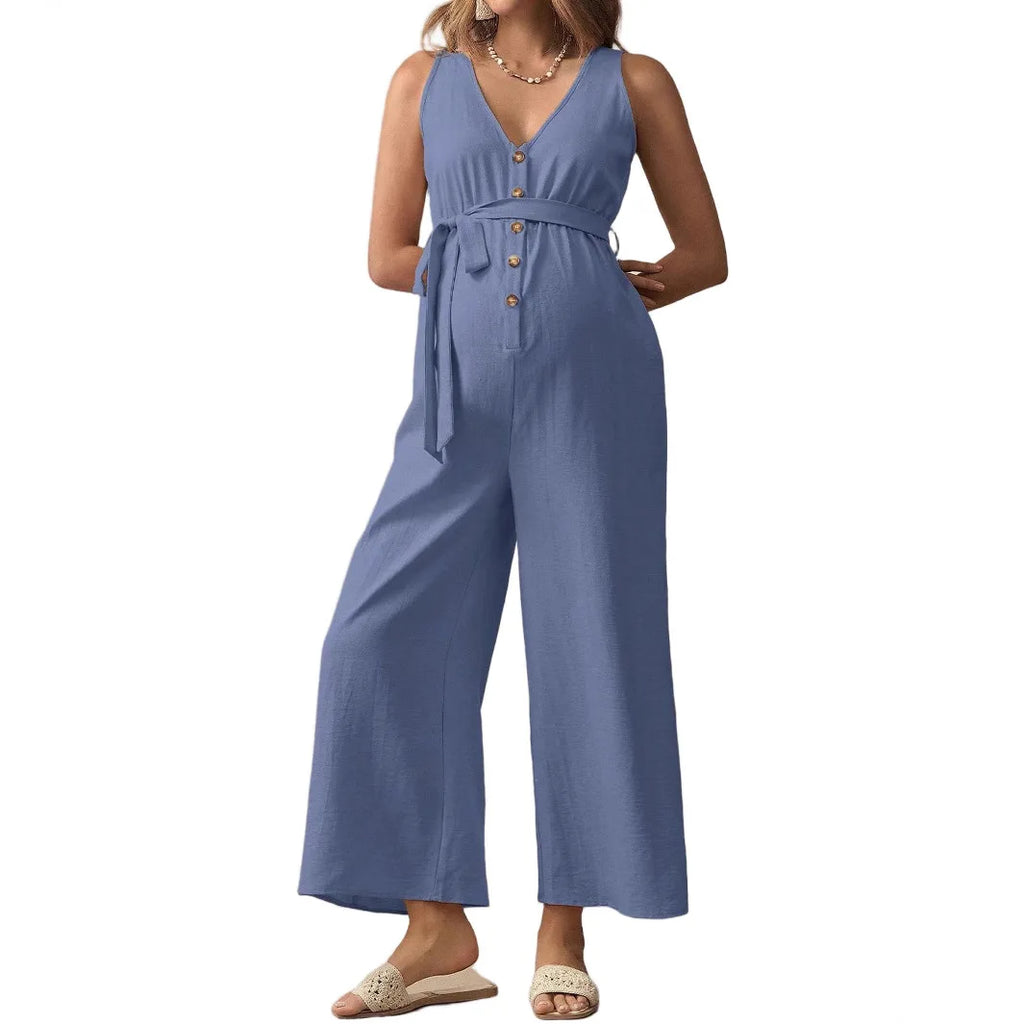 V-neck Sleeveless Loose Jumpsuit Pregnancy Rompers