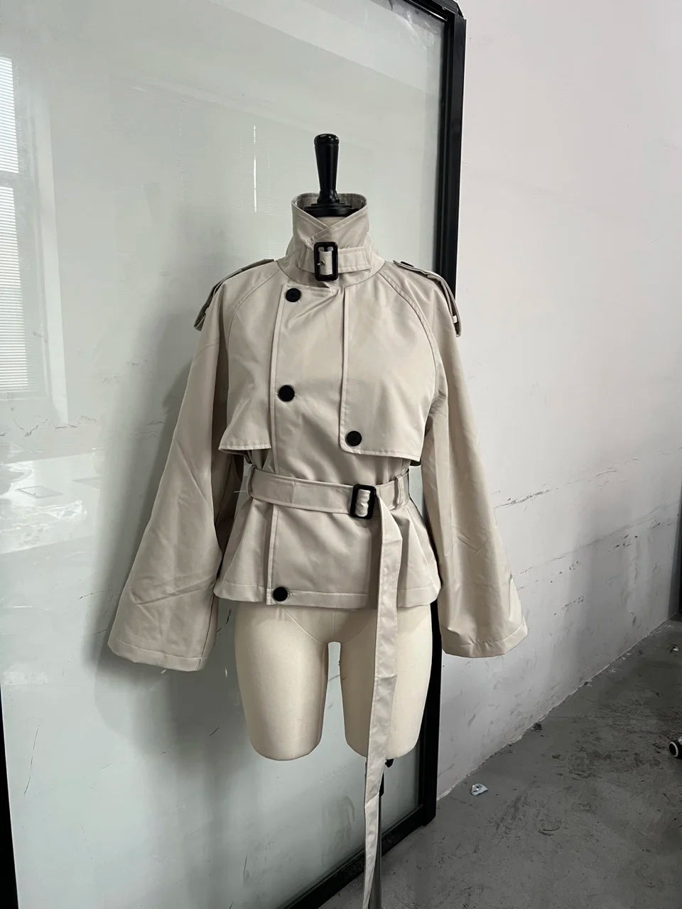 Retro Casual Double Breasted Versatile Short Trench Coat