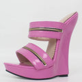 Patent Leather High Wedge Ankle Strap Platform Sandals