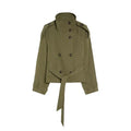 Double Breasted Self-Tie Cropped Trench Coat