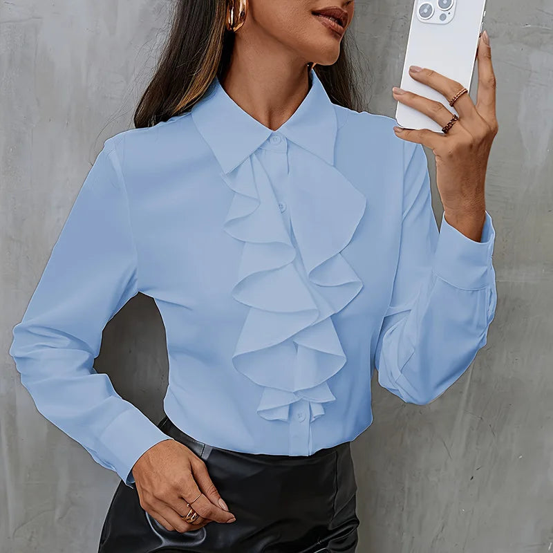 Elegant Ruffles Long Sleeve Blouse