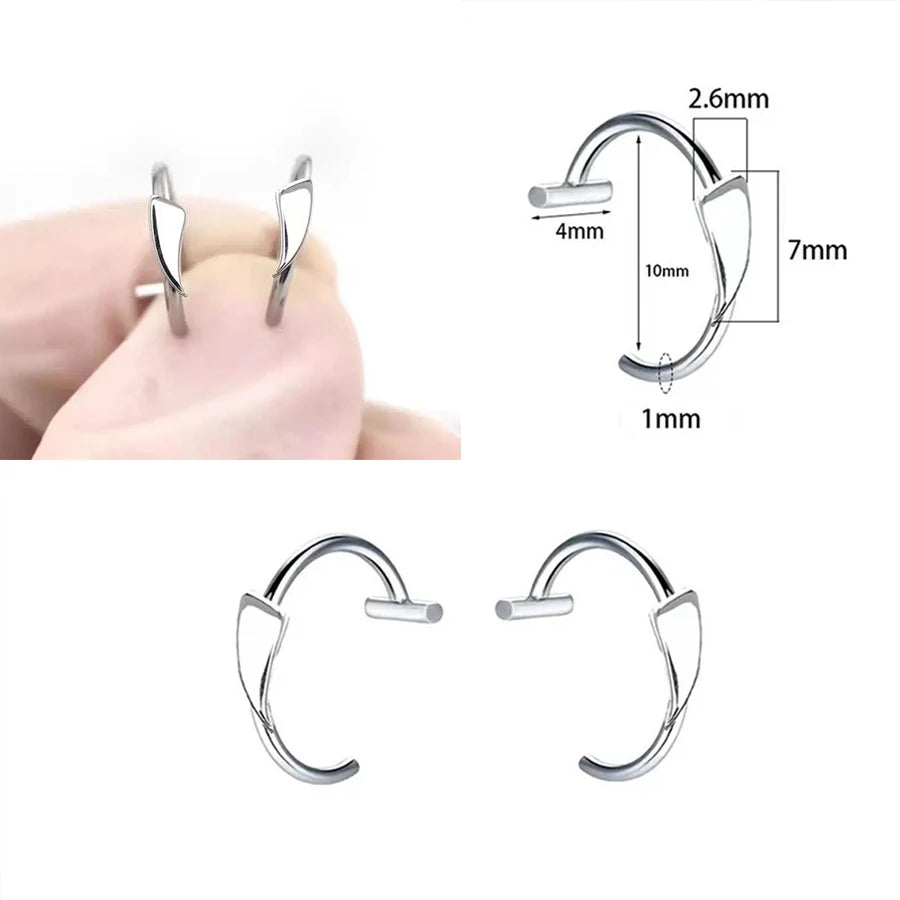 8pcs Stainless Steel Fake Lip & Nose Rings – Adjustable Jewelry