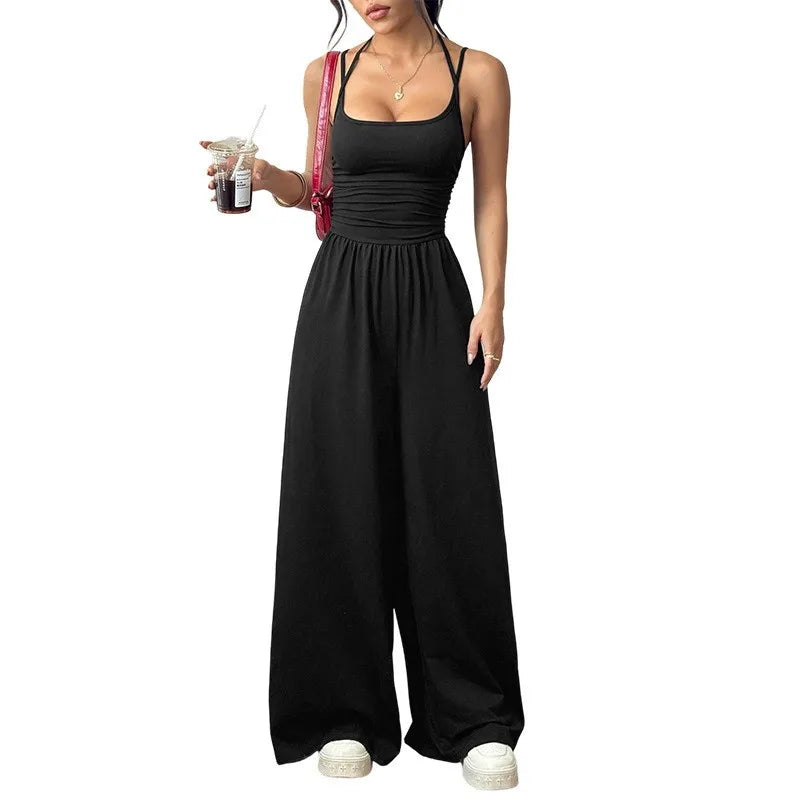 Casual Sleeveless Wide Leg Simple Style Jumpsuit