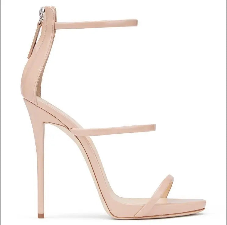 Banquet Zipper Strap Combination High Heels