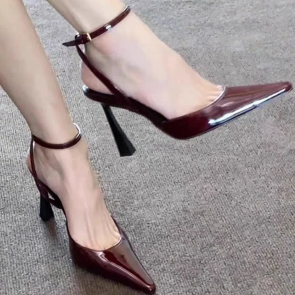 Sweet Pointed Toe High Heels with Ankle Buckle Strap