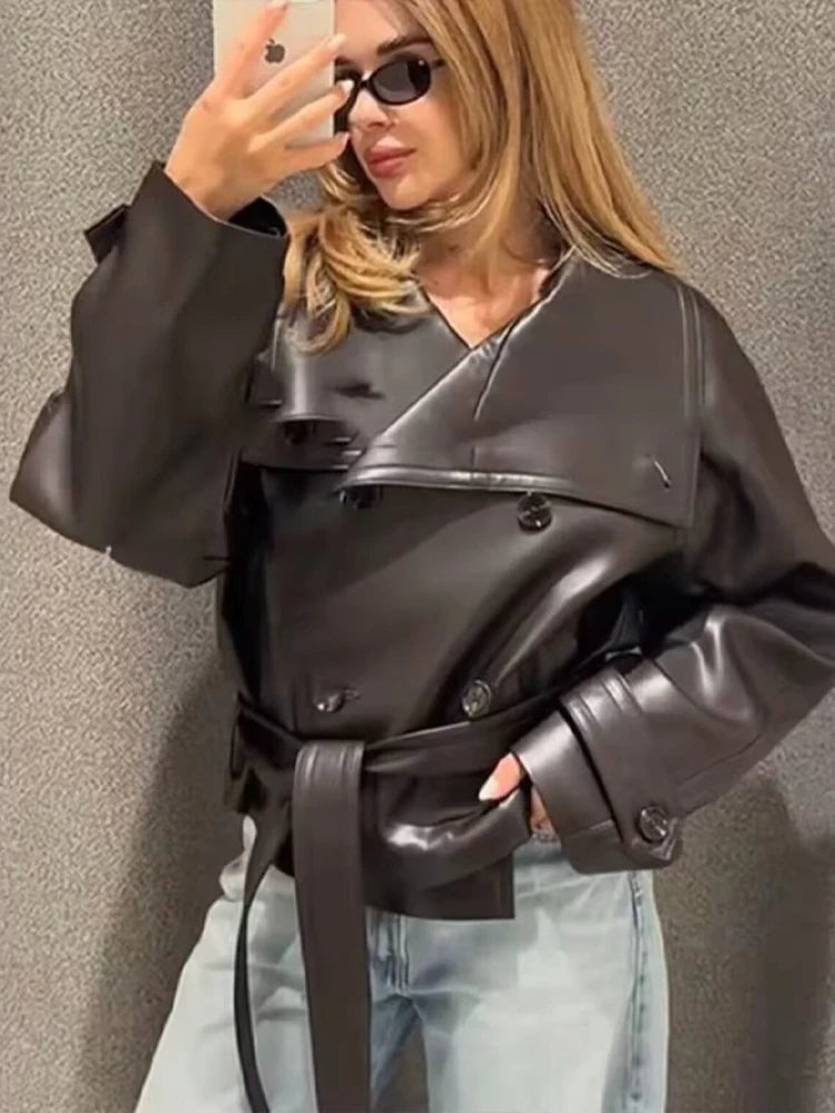 Double Breasted Turn-Down Collar Street Jacket