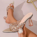 Elegant Pointed Toe Crystal Sequin Heels