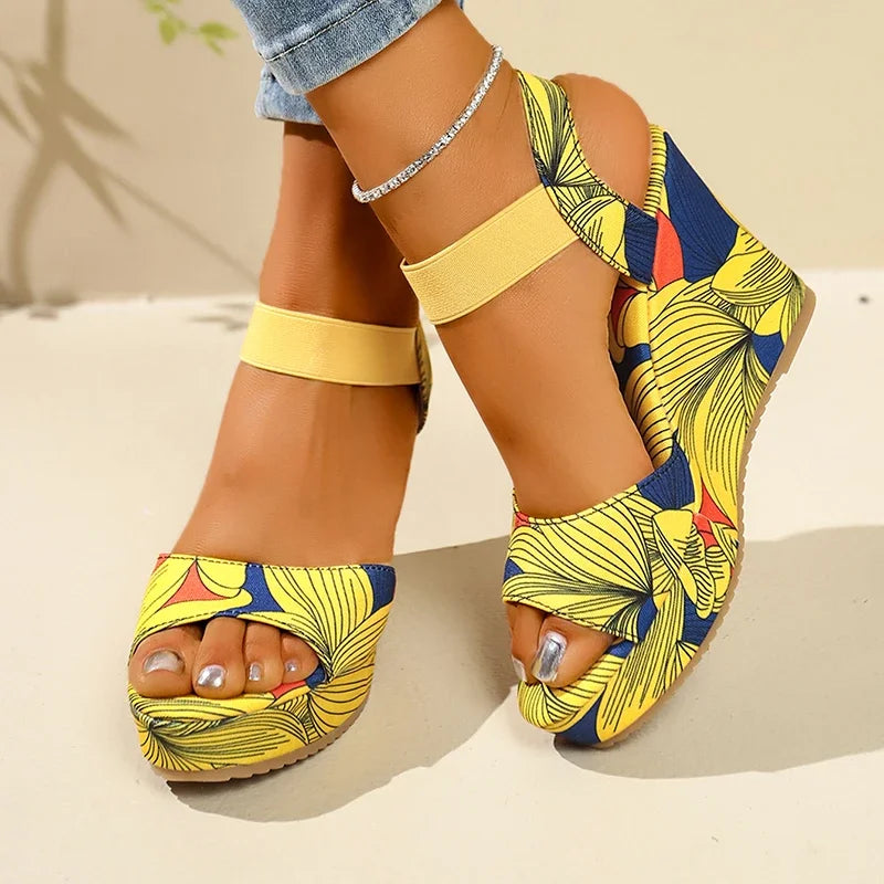 Retro Ethnic Printing Comfortable Wedge Platform Sandals