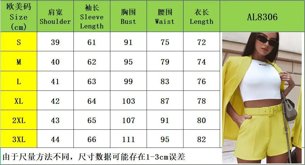 2 Pieces Women Sets Spring Autumn Spring Autumn Blazer Shorts Suit Sexy Temperament Fashion Casual Women's Sets YPZJ8306