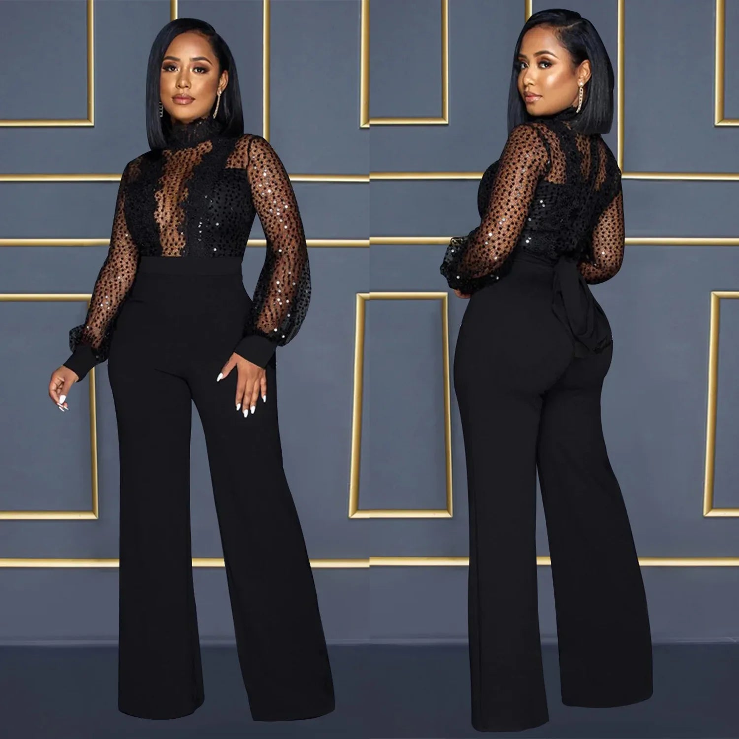 African Lace Patchwork Jumpsuit