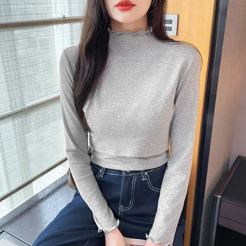 Slim Ruffle Breastfeeding Bottoming Top