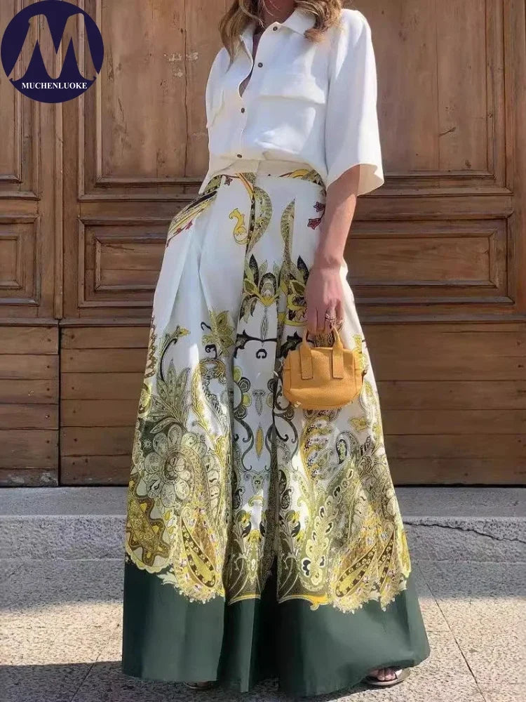 2-Piece Fashionable Wide Leg Pants Ensemble