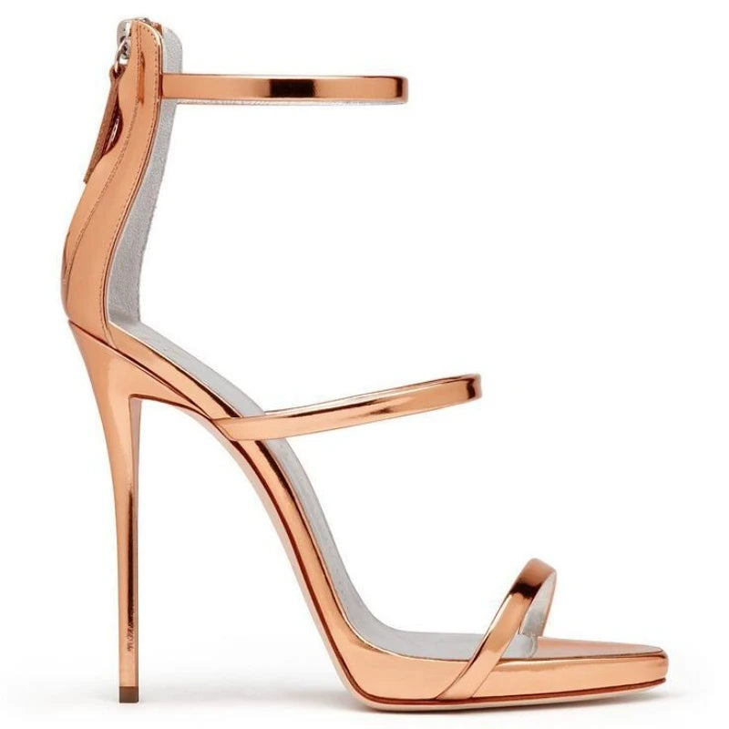 Banquet Zipper Strap Combination High Heels