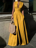 Sleeveless Loose Pocket High Waist Wide Leg Jumpsuit