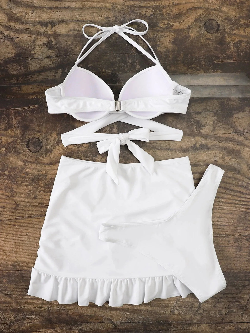 3 Piece Tie Bow Push Up Mini Skirt Bathing Suit Outfit