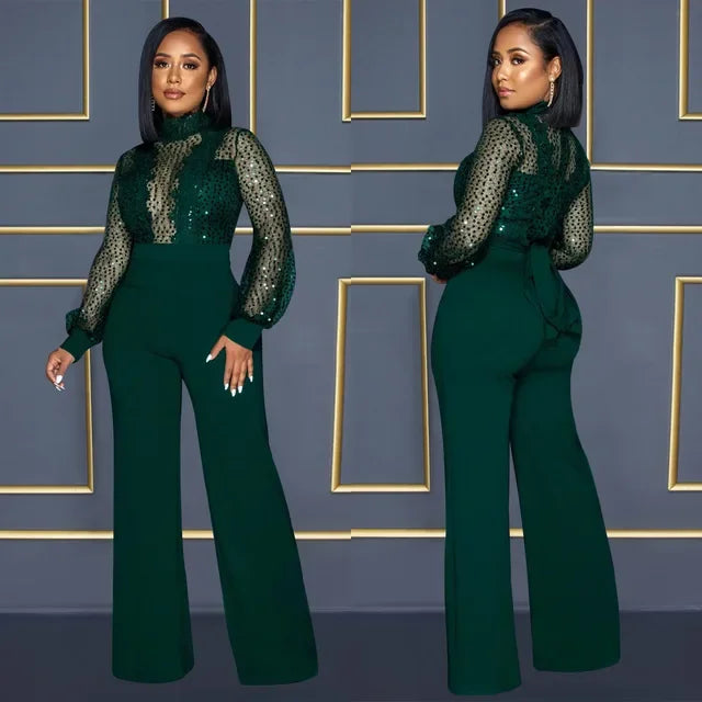 African Lace Patchwork Jumpsuit