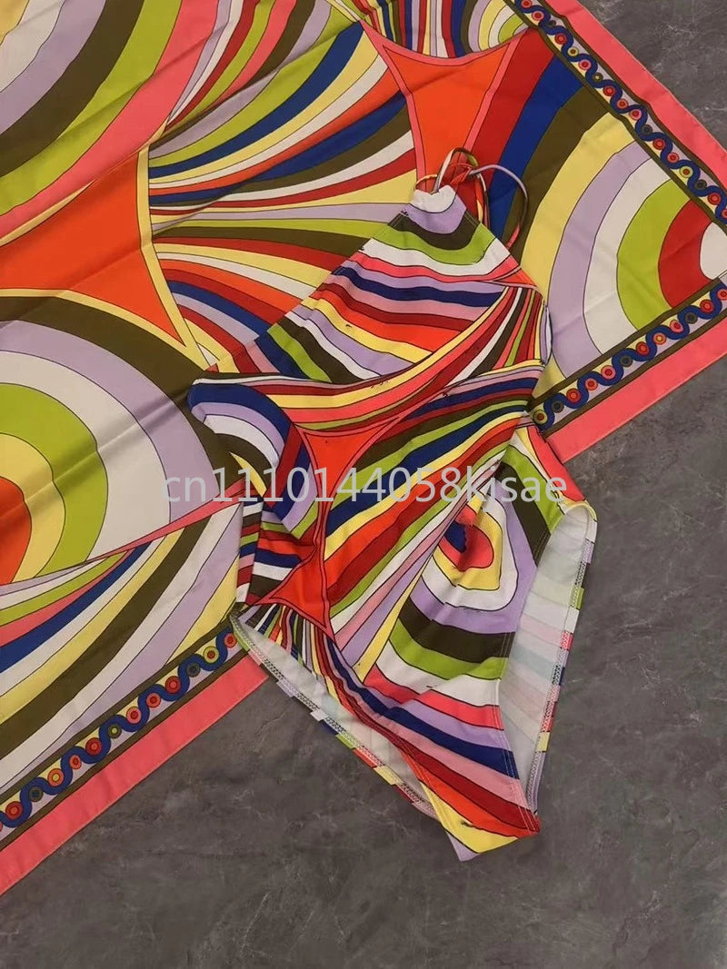 Red Scarf Letter Headband Signature Logo Bikini Sets