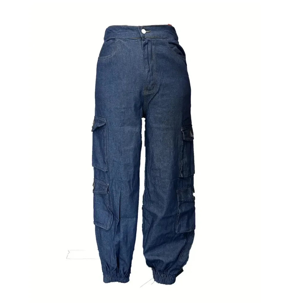 High Waist Elastic Multi-Pocket Women's Jeans