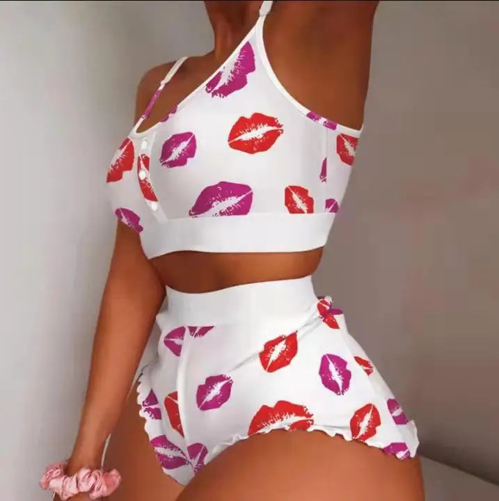 Multiple Print Underwear & Camisole Lingerie Set