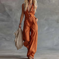 Chic Sleeveless Button Patchwork Jumpsuit