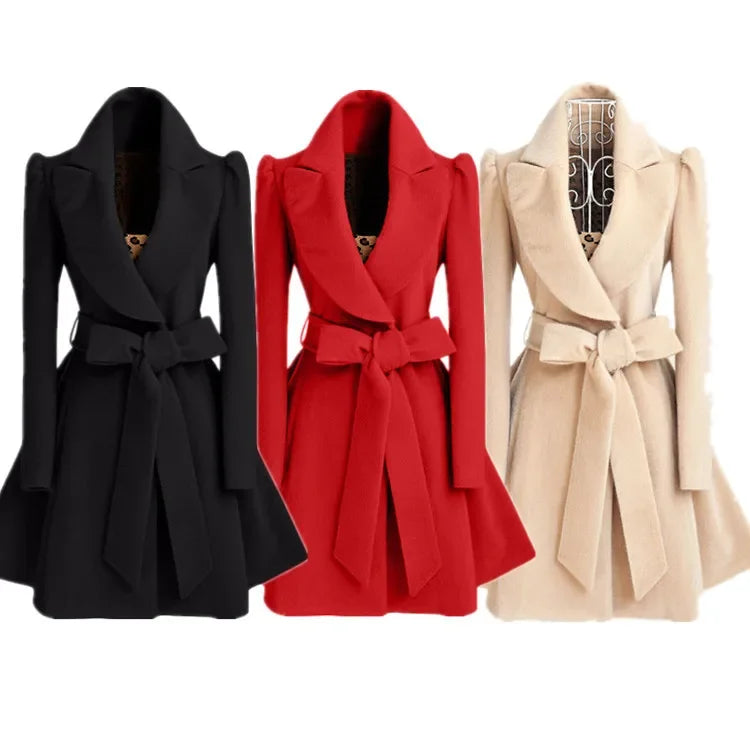 Tweed Long Sleeve Turndown Collar Coat