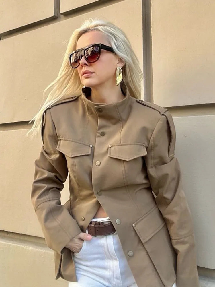 Chic Single Breasted Pocket Decorate Casual Coat